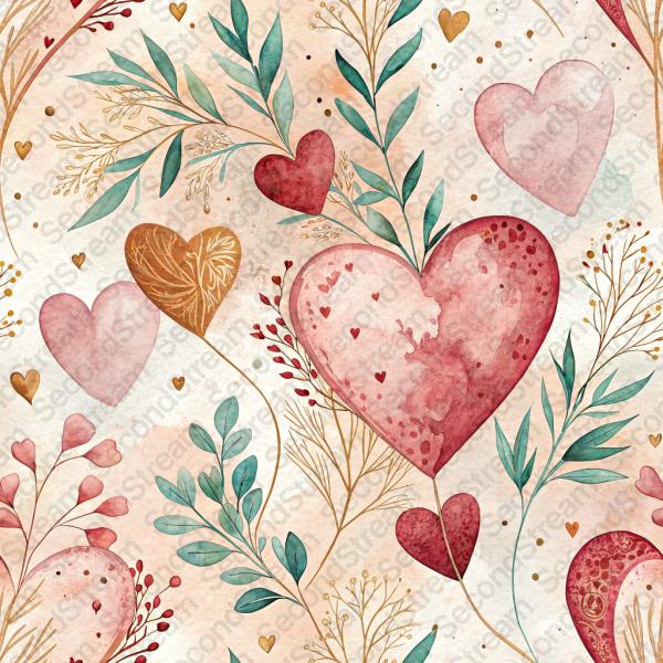 Pattern: A dreamy Valentine's watercolor seamless pattern w...