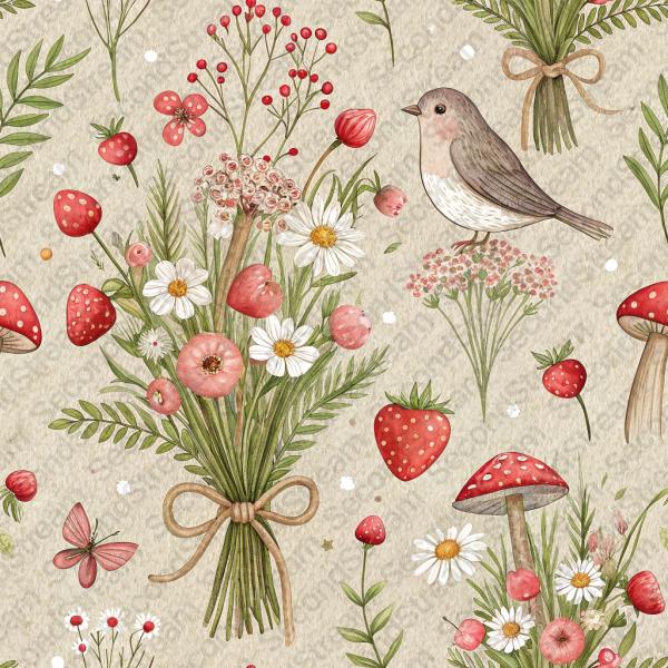 Pattern: A sweet wholesome cottagecore Valentine's seamless...