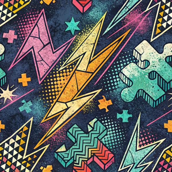 Geometric Neon Street Art